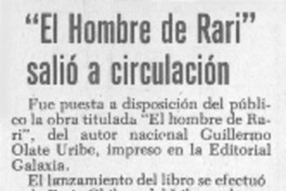 El hombre de Rari" salió a circulación.
