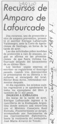 Recursos de amparo de Lafourcade.