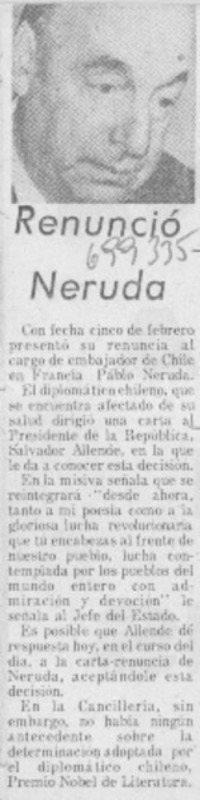 Renunció Neruda.