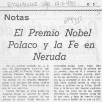 El premio nobel polaco y la fé en Neruda.