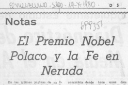 El premio nobel polaco y la fé en Neruda.