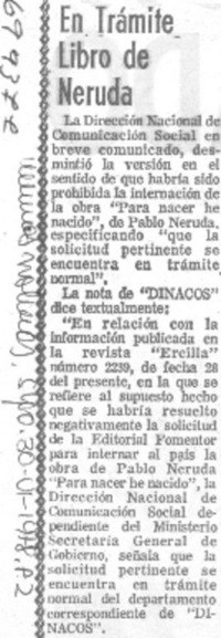 En trámite libro de Neruda.