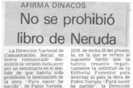 No se prohibió libro de Neruda.