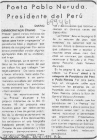 Poeta Pablo Neruda, Presidente del Perú