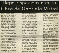Llega especialista en la obra Gabriela Mistral