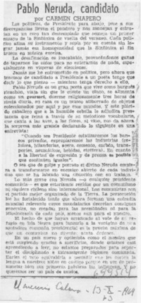 Pablo Neruda, candidato