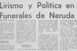 Lirismo y política en funerales de Neruda.