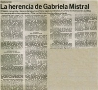 La herencia de Gabriela Mistral.