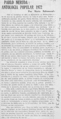 Pablo Neruda, antología popular 1972