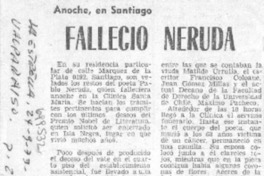 Falleció Neruda.