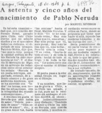 A setenta y cinco años del nacimiento de Pablo Neruda