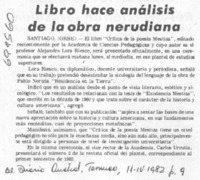 Libro hace análisis de la obra nerudiana.