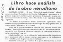 Libro hace análisis de la obra nerudiana.