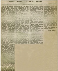 Gabriela Mistral y el día del maestro