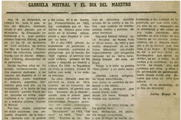 Gabriela Mistral y el día del maestro