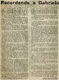Recordando a Gabriela