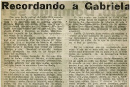 Recordando a Gabriela