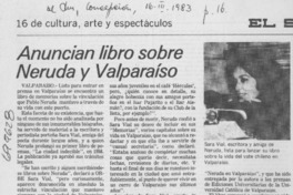 Anuncian libro sobre Neruda y Valparaíso.