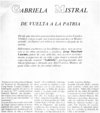 Gabriela Mistral de vuelta a la patria