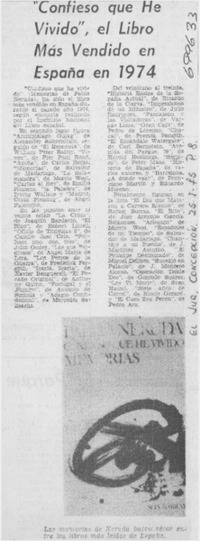 Confieso que he vivido", el libro más vendido en España en 1974.