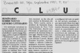 Seminario sobre nuevo género literario.