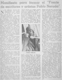 Manifiesto para formar el "Frente de escritores y artistas Pablo Neruda".