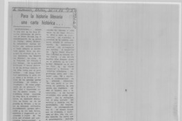 Para la historia literaria una carta histórica --