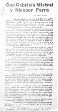 Con Gabriela Mistral y Nicanor Parra