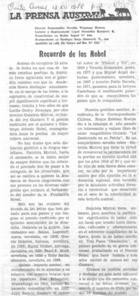 Recuerdo de los Nobel.