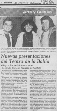 Nuevas presentaciones del Teatro de la Bahía.