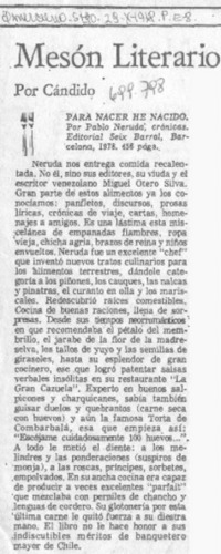 Para nacer he nacido