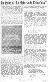 En torno a "La historia de Colo Colo".