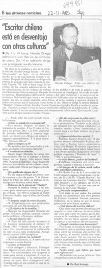 Escritor chileno está en desventaja con otras culturas" : [entrevista]