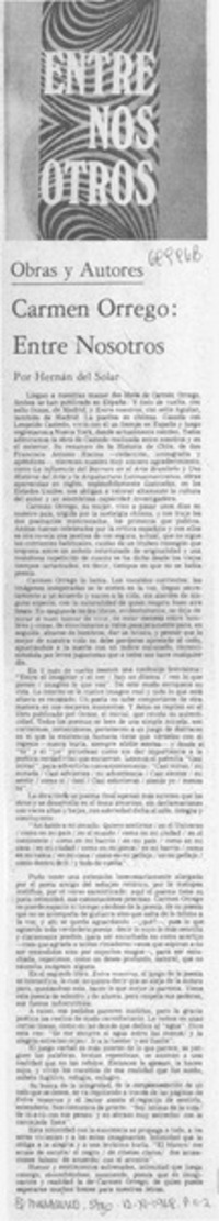 Carmen Orrego: entre nosotros