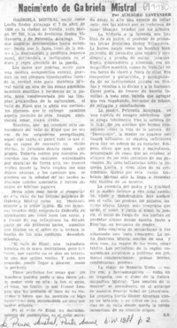 Nacimiento de Gabriela Mistral