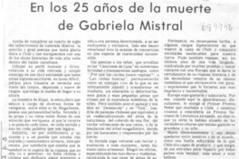 En los 25 años de la muerte de Gabriela Mistral