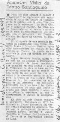 Anuncian visita de teatro santiaguino.