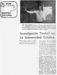 Investigación teatral en la Universidad Católica.