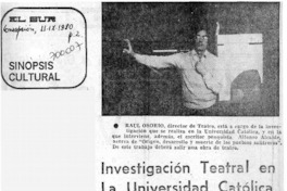 Investigación teatral en la Universidad Católica.