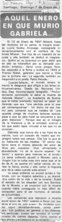 Aquel enero en que murió Gabriela.