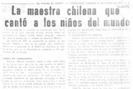 La Maestra chilena que cantó a los niños del mundo.