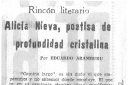 Alicia Nieva, poetisa de profundidad cristalina