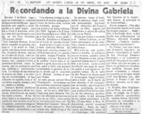 Recordando a la divina Gabriela