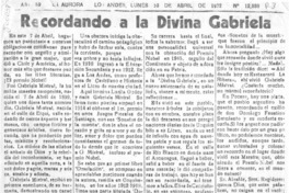 Recordando a la divina Gabriela