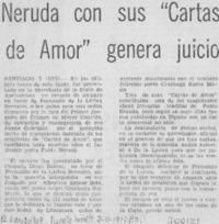 Neruda con sus "cartas de amor" genera juicio