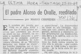 El padre Alonso de Ovalle, reeditado