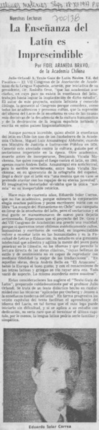 La enseñanza del latín imprescindible