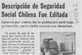 Descripción de seguridad social chilena fue editada.