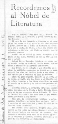 Recordemos al Nobel de literatura.