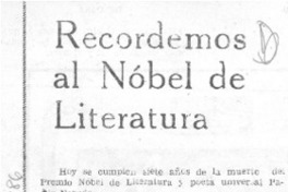 Recordemos al Nobel de literatura.